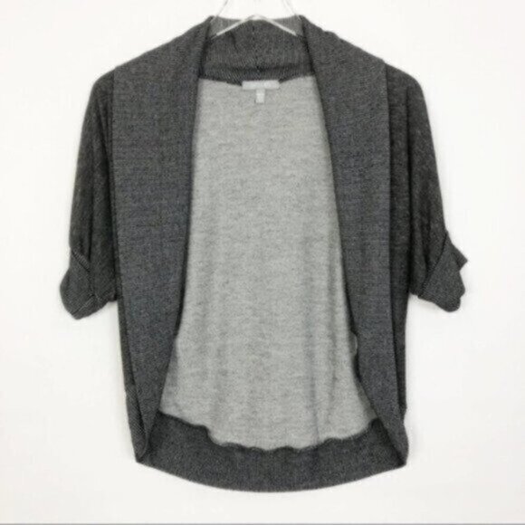 dELiA*s | Sweater Grey 3/4 Sleeves Stripe Open Front Shrug Size Small - Picture 1 of 5